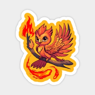 little phoenix bird on fire Magnet