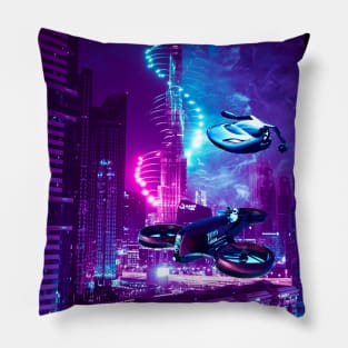 Retro City Synthwave 2077 Pillow