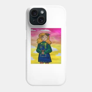 Autumn themed girl gouache illustration Phone Case