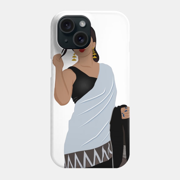 Faceless Indian woman in saree and sleeveless black blouse Phone Case by The Shop Sparks