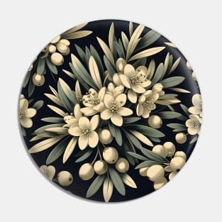 Olive Floral Illustration Pin