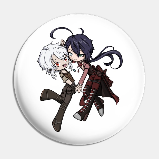 Legacy - Travis and Chiyohiko chibis Pin by smileycat55555