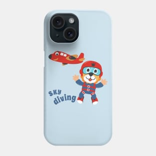 Vector illustration of a cute skydiver Phone Case