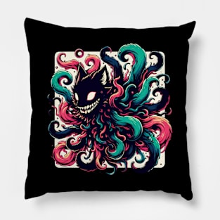 Spooky Abstract Art Demon Fox With Tentacles Pillow