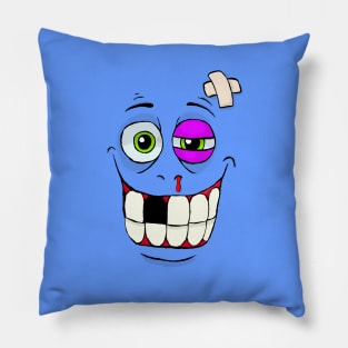 Smiley Beat-up Monster Face Pillow