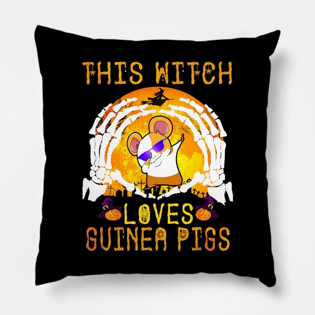 This Witch Loves Guinea Pigs Halloween (139) Pillow by Berniesx