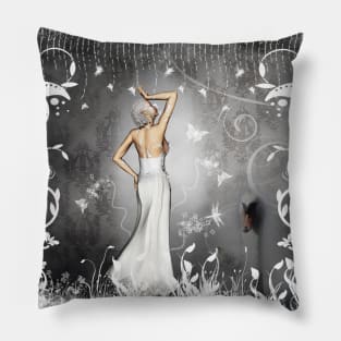 Wonderful fairy with butterflies and dragonfly Pillow