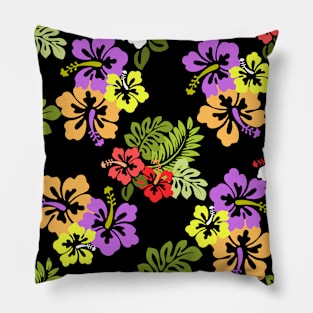 Colorful Hibiscus Flowers in Black Pillow