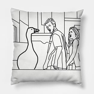 Distracted Boyfriend Meme and Gaming Goose Line Drawing Pillow