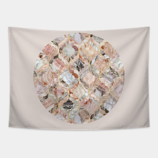 Rose Marble Moroccan Tile Pattern Tapestry by micklyn