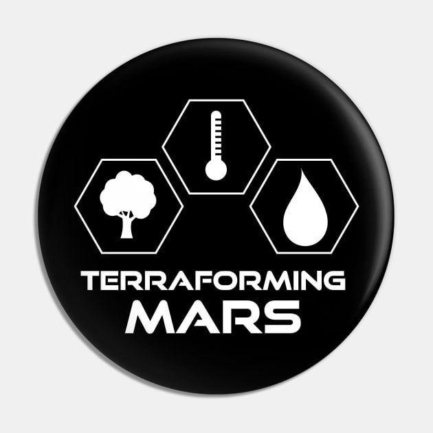 Terraforming Mars White Icons Stacked Pin by BurkePhoto