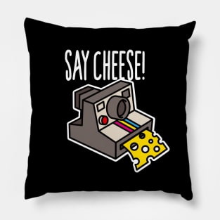 Say cheese funny vintage instant camera cartoon Pillow
