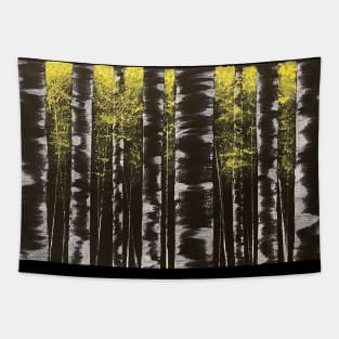 Black and White Birch Trees with Yellow Leaves Tapestry