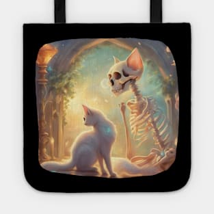 Skeleton And Cat Best Friends Kitten Funny Cats Lovers Tote