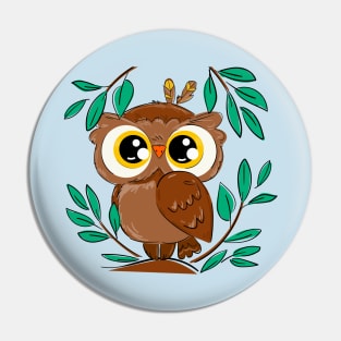 Owl cute foliage Pin