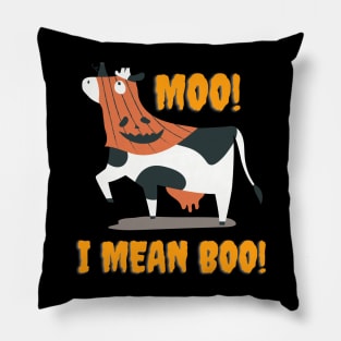 Moo! I mean Boo! Funny Halloween Cow Pillow