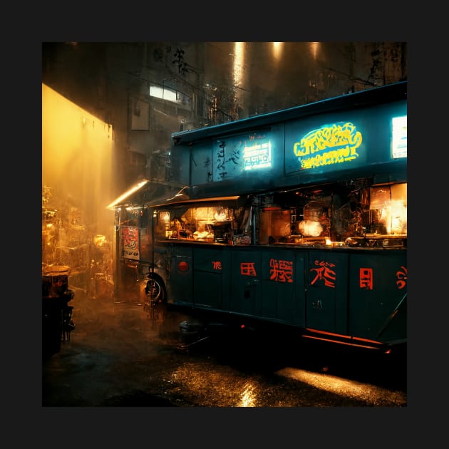 Ramen Truck - Cyberpunk Cityscapes by ArkMinted