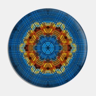 Weave Mandala Blue Yellow and Red Pin