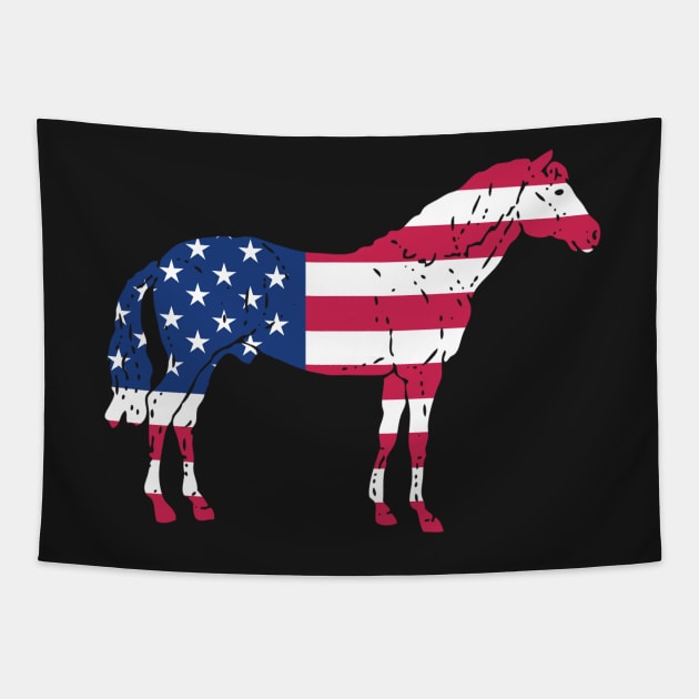 Patriotic Horse with the US Flag Tapestry by RJCatch