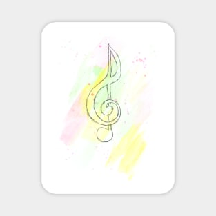 Treble clef, music, fun, funny, musical, art, sketch, watercolor, Magnet