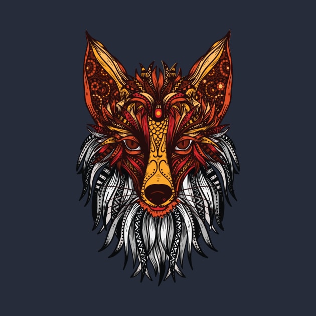 Mandala FOX  colorful cute animal by Midoart