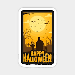 Happy Halloween zombie hand bat Magnet