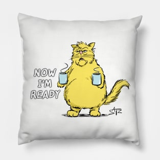 Funny Isaac Catz Cat Coffee cartoon Pillow