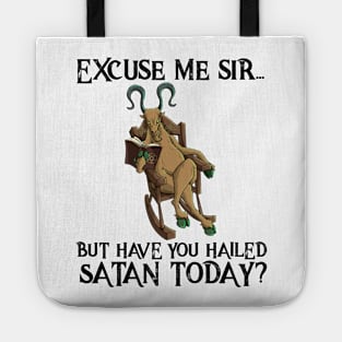 Devil Goat Hail Satan Satanic Baphomet Gothic Occult Goth Tote