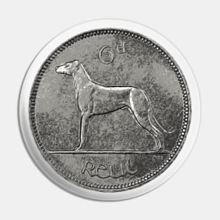 Lucky Irish Sixpence Coin — A Wolfhound Pin