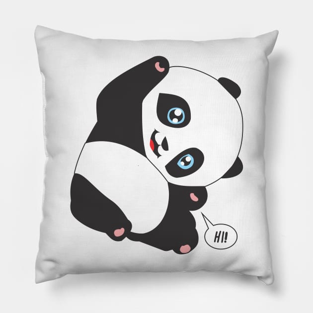 Panda Bear Say HI! Pillow by culturageek