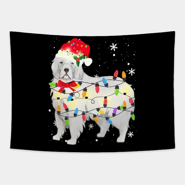 Great Pyrenees Dog Christmas Light Xmas Mom Dad Tapestry by Mitsue Kersting