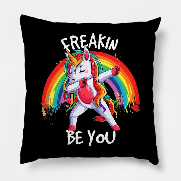 Freakin Be You Unicorn Pillow by jodotodesign