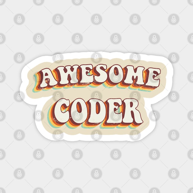 Awesome Coder - Groovy Retro 70s Style Magnet by LuneFolk