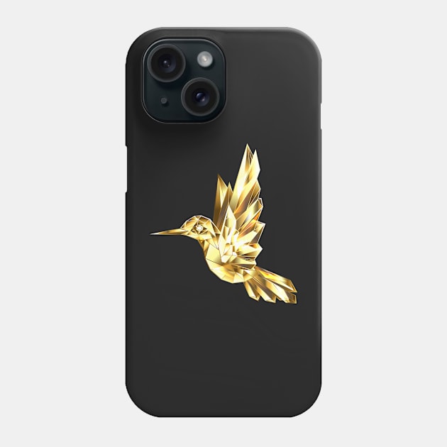 Gold Polygonal Hummingbird Phone Case by Blackmoon9