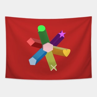 Colorful Abstract Shapes 3d Art Tapestry