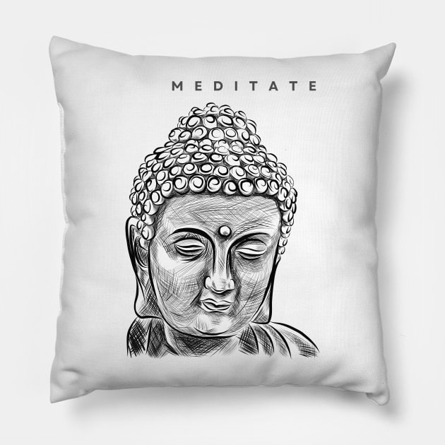 Meditate Buddha Pillow by BhaktiCloudsApparel