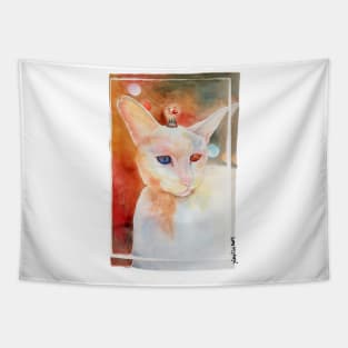 Birthday Watercolor Cat Tapestry