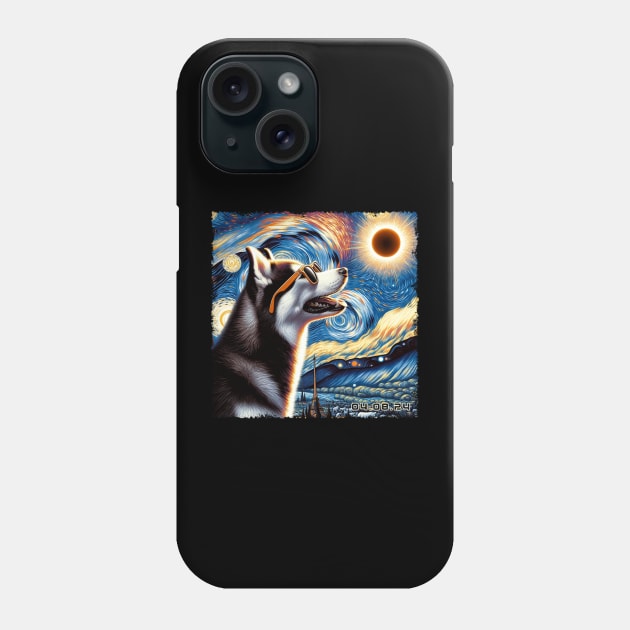 Siberian Huskie Eclipse Expedition: Stylish Tee for Snow-Loving Dog Fans Phone Case by ArtByJenX