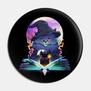 Book of Cat Wizard Pin