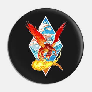 Red Dragon Breathing Fire - White - Fantasy Pin