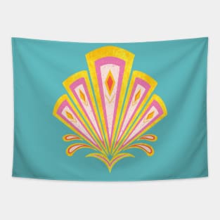 Yellow Art Deco motif Tapestry