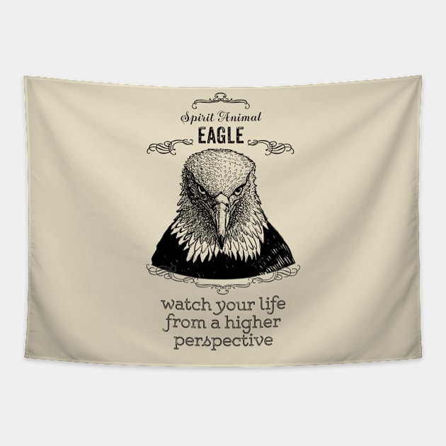 Spirit Animal - Eagle - black Tapestry by mnutz