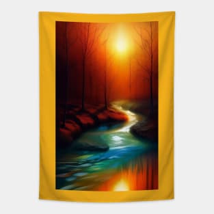 Sunset stream Tapestry