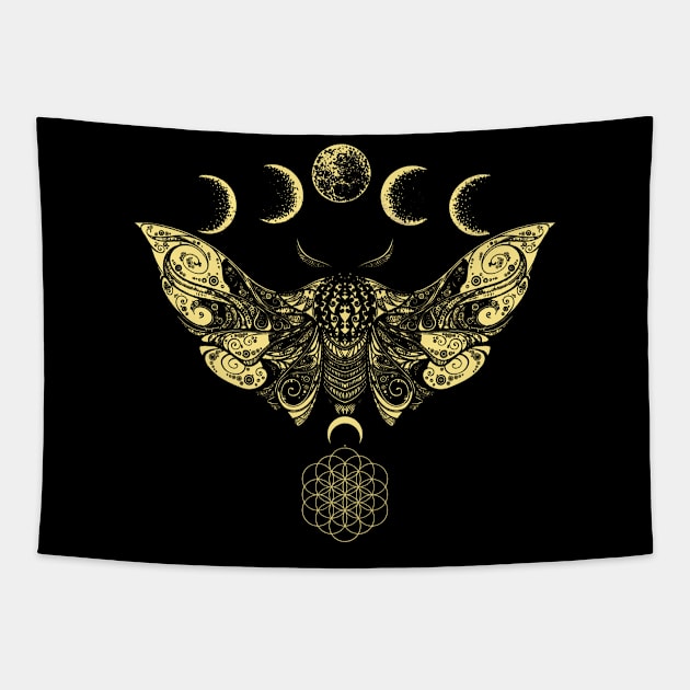 Luna and Moth Tapestry by Lamink