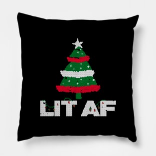 lit af christmas tree ugly sweater Pillow