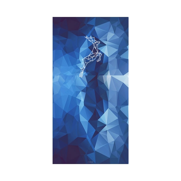 Geometric deer linear blue abstract style by robiman