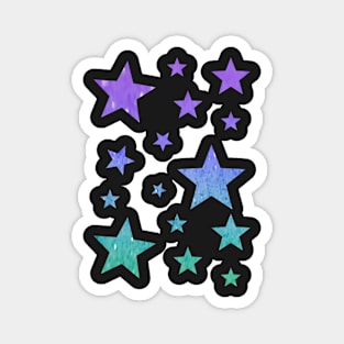 Pastel Purple Teal Ombre Faux Glitter Stars Magnet