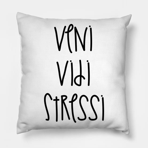 Veni Vidi Stressi Pillow by nathalieaynie