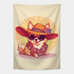 A fancy Pomeranian puppy ready for the summer Tapestry