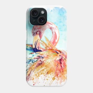 Flamingo Grooming Its Feathers Phone Case